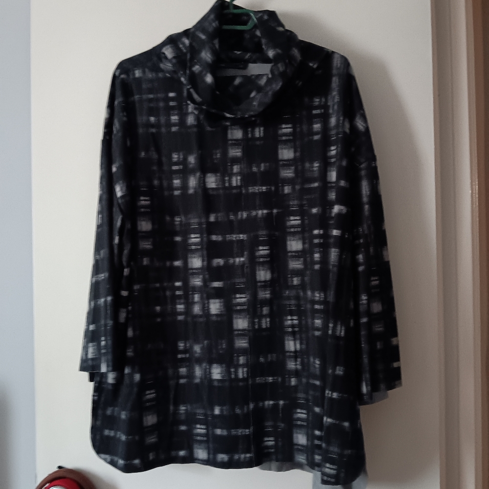 ELEMENTE CLEMENTE OSKA Recycled Fabric Black + Grey Print Cowl LIPA Tunic XL XXL